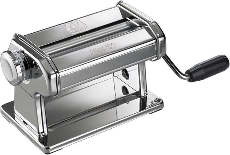 Marcato Atlas 150 Manual Pasta Machine - Stainless Steel Pasta Roller - Image 1